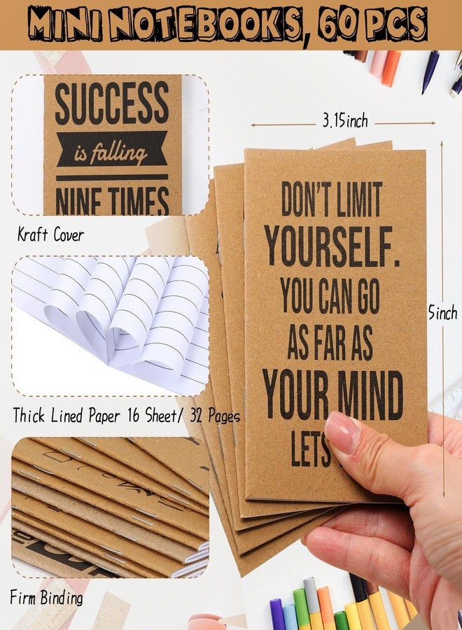PerKoop Valentines Employee Appreciation Gift Bulk 3×5 Inches Small Inspirational Notebooks Motivational Bamboo Pens Thank You Gifts Kraft Pocket Journals Notepads for Coworker Team(Quotes,120 Pcs) - Image 3